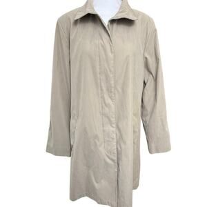 London Fog Women's Trench Coat Beige Medium Button Down Pockets Rain Gear